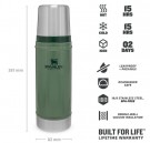 Stanley Termos Classic Vacuum Bottle Hammertone Green 0,47 L thumbnail