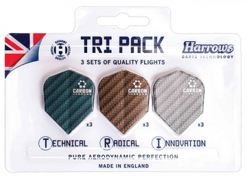 Harrows Dart Flights Carbon Tri Pack 9 Pcs