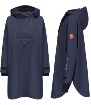 Rock - Regn poncho med hette til dame – vindtett og vanntett - Midnight Navy
