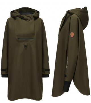 Rock Regn poncho med hette til dame – vindtett og vanntett - Dark Green Oasis
