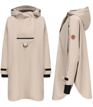 Rock Regn poncho med hette til dame – vindtett og vanntett - Sand Elegance