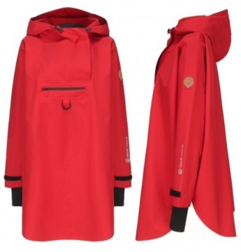 Rock Regn poncho med hette til dame – vindtett og vanntett - Passionate Red