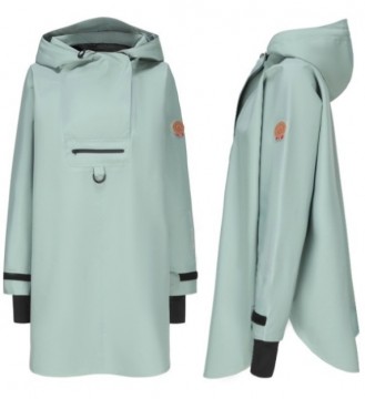 Rock Regn poncho med hette til dame – vindtett og vanntett - Fog Green