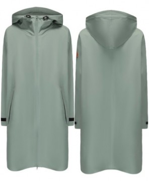 Rock Regn poncho med hette, glidelås og lommer til dame – vindtett og vanntett - Fog Green