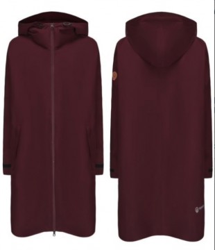 ock Regn poncho med hette, glidelås og lommer til dame – vindtett og vanntett - Burgundy Allure